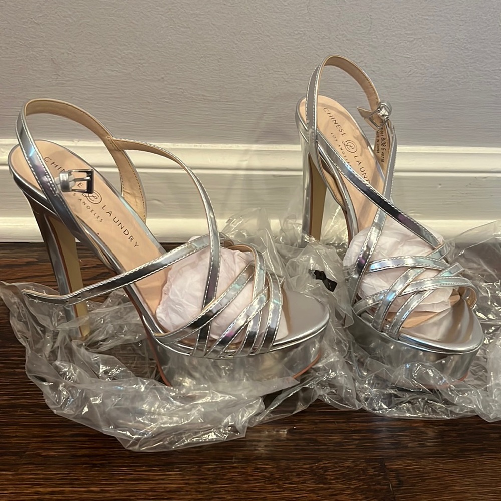Silver high heels